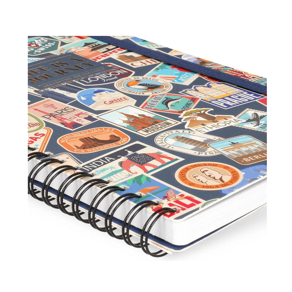 Caderno Legami A5 Espiral linhas - Travel Stickers - Papelaria Encantada