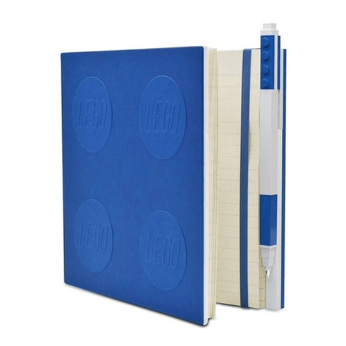 Caderno LEGO com elástico e caneta gel azul - Papelaria Encantada