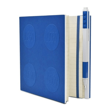 Caderno LEGO com elástico e caneta gel azul - Papelaria Encantada