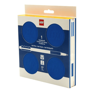Caderno LEGO com elástico e caneta gel azul - Papelaria Encantada