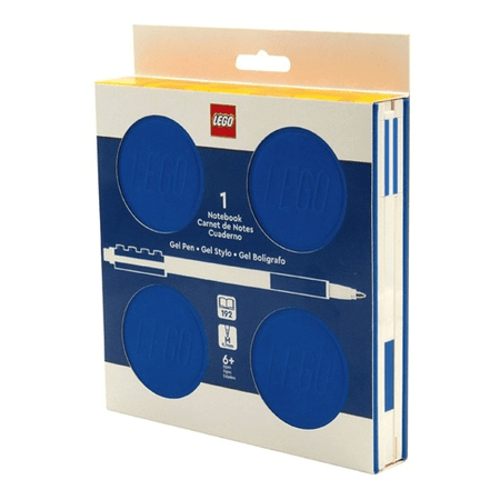 Caderno LEGO com elástico e caneta gel azul - Papelaria Encantada