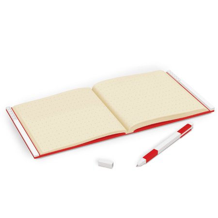 Caderno LEGO com elástico e caneta gel vermelha - Papelaria Encantada