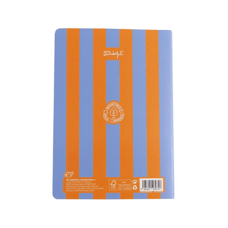 Caderno Mr.wonderful Pautado A5 Riscas Azul e Laranja - Papelaria Encantada