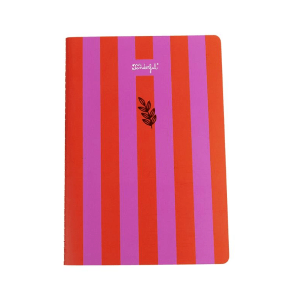 Caderno Mr.wonderful Pautado A5 Riscas Rosa e Vermelho - Papelaria Encantada