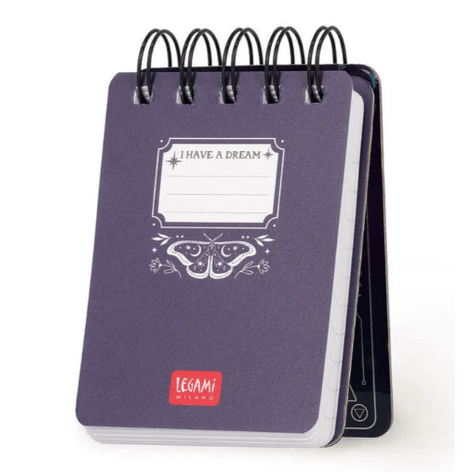 Caderno pautado com capa dura ilustrada - Traça - Bloco de notas - Encadernação em espiral - Papelaria Encantada