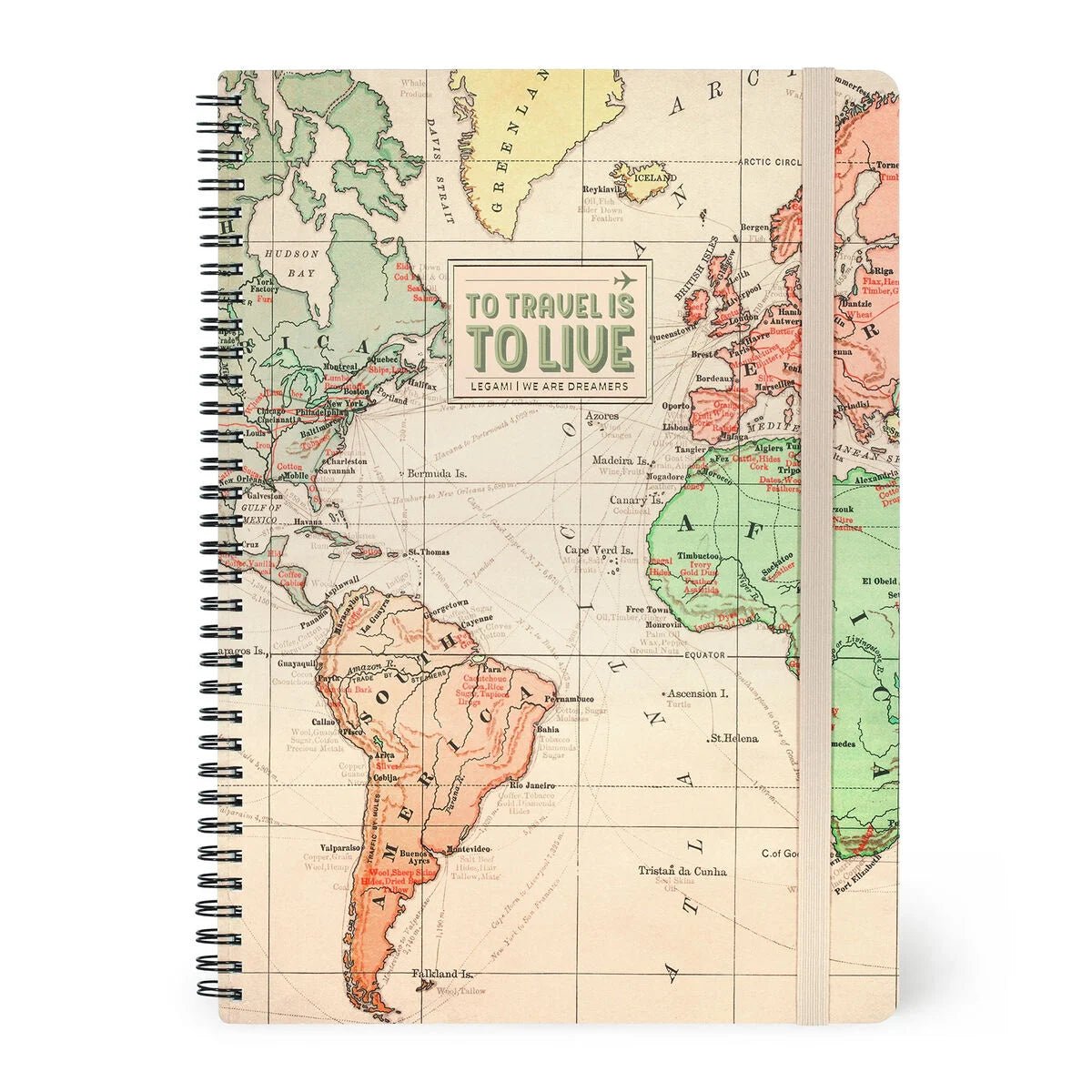 Caderno pautado com espiral A4 Travel Legami - Papelaria Encantada