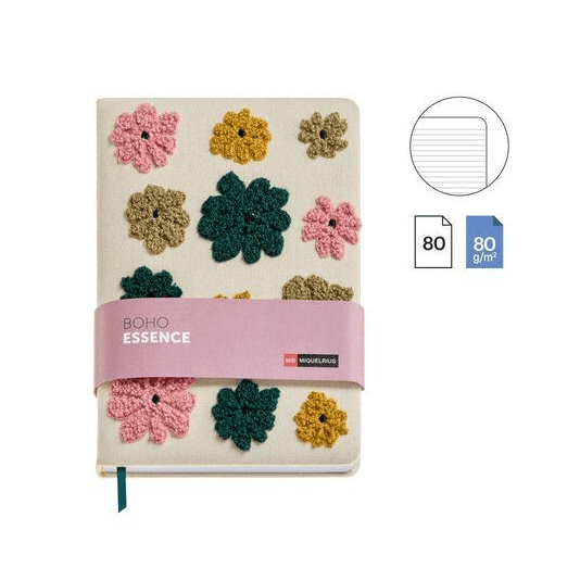 Caderno Pautado Horizontal Miquelrius A5 Toalla Boho Essence - Papelaria Encantada