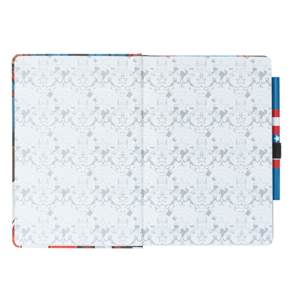 Caderno premium A5 com caneta - Capitão américa - Papelaria Encantada