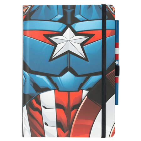 Caderno premium A5 com caneta - Capitão américa - Papelaria Encantada