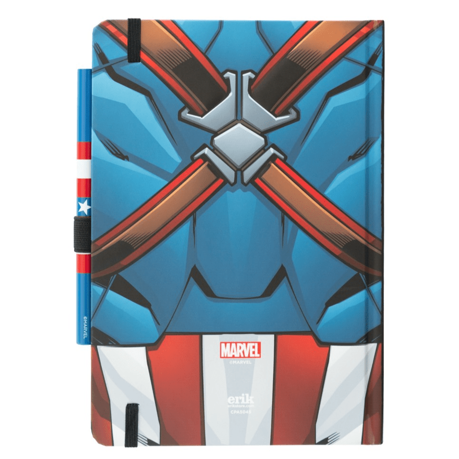 Caderno premium A5 com caneta - Capitão américa - Papelaria Encantada