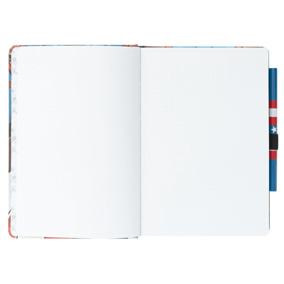 Caderno premium A5 com caneta - Capitão américa - Papelaria Encantada