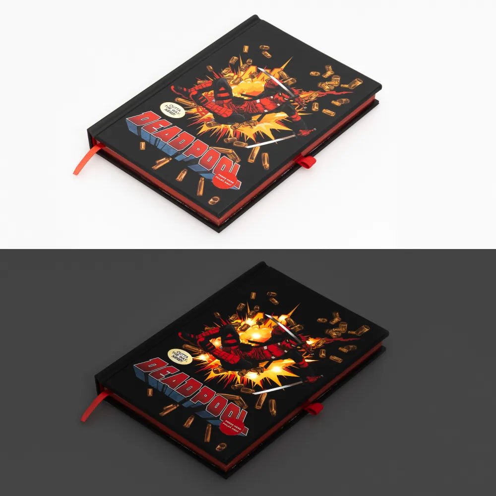 Caderno Premium A5 com Luz Marvel Deadpool - Papelaria Encantada