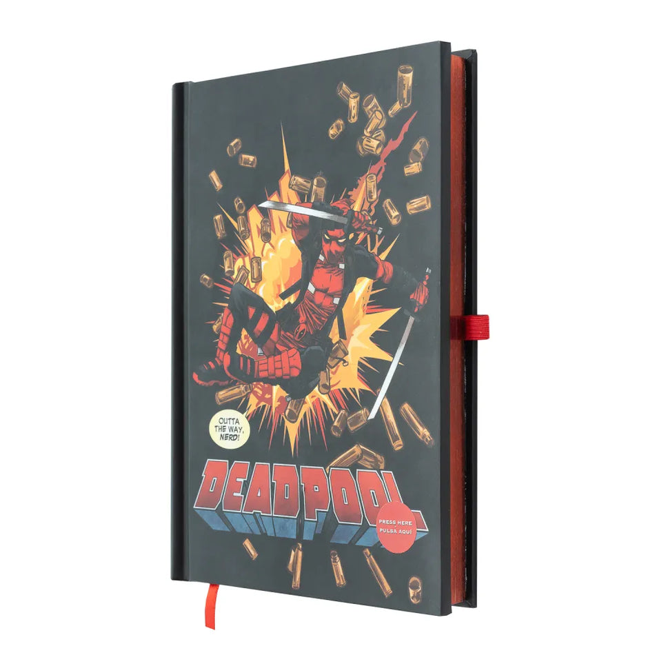 Caderno premium A5 com luz Marvel Deadpool