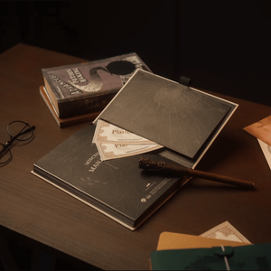 Caderno Premium A5 Harry Potter com tinta mapa de merodeador - Papelaria Encantada