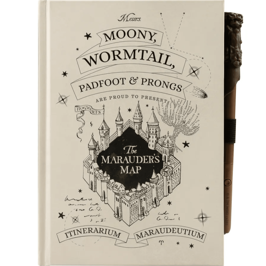 Caderno Premium A5 Harry Potter com tinta mapa de merodeador - Papelaria Encantada