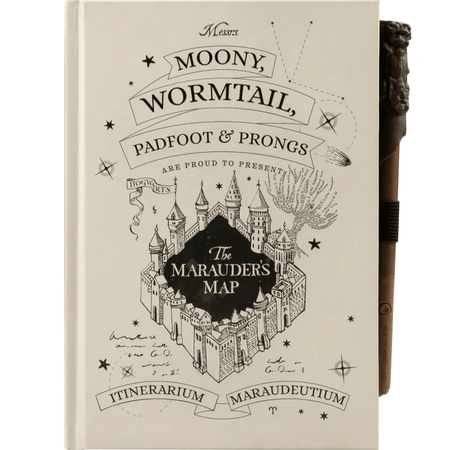 Caderno Premium A5 Harry Potter com tinta mapa de merodeador - Papelaria Encantada