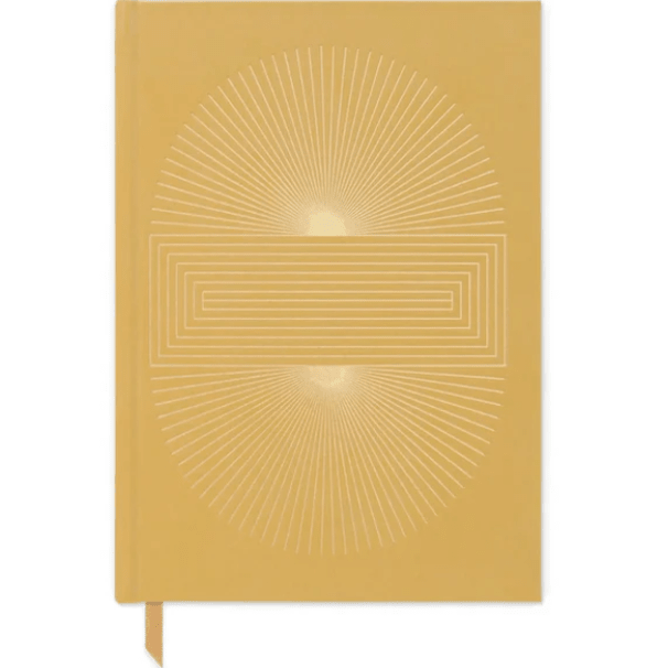 Caderno Radiant Journal – Suns Block (Capa Dura Suede Dourada) - Designworks - Papelaria Encantada