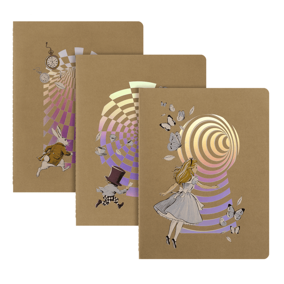 Cadernos Cahier Alice no País das Maravilhas – Conjunto de 3, XL, Pautado - Papelaria Encantada