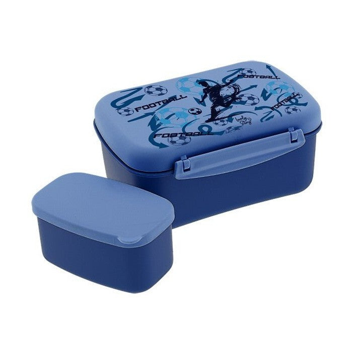 Caixa de lanche hermética Futebol Azul - Papelaria Encantada