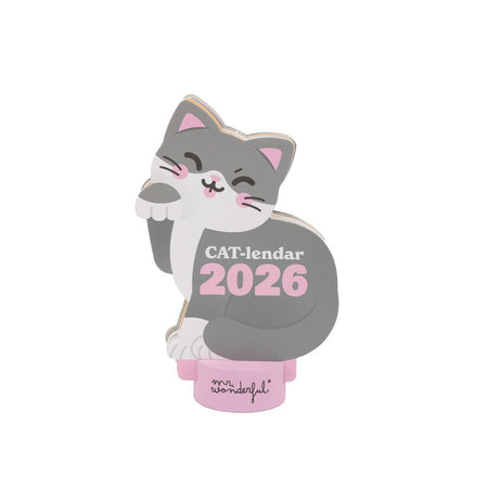 Calendário de mesa 2026 com base Gato - Cat - lendar - Papelaria Encantada