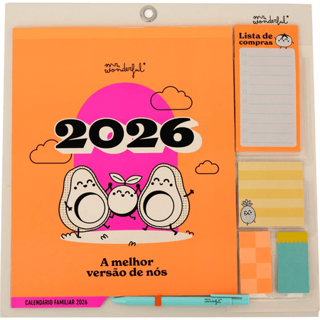 Calendário de parede magnético familiar 2026 - A melhor versão de nós Mr Wonderful - Papelaria Encantada
