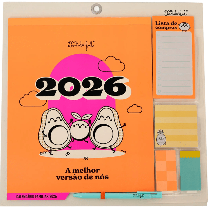 Calendário de parede magnético familiar 2026 - A melhor versão de nós Mr Wonderful - Papelaria Encantada
