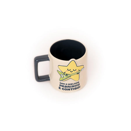 Caneca 3D estrela - Ser o melhor padrinho é contigo! - Mr.wonderful - Papelaria Encantada