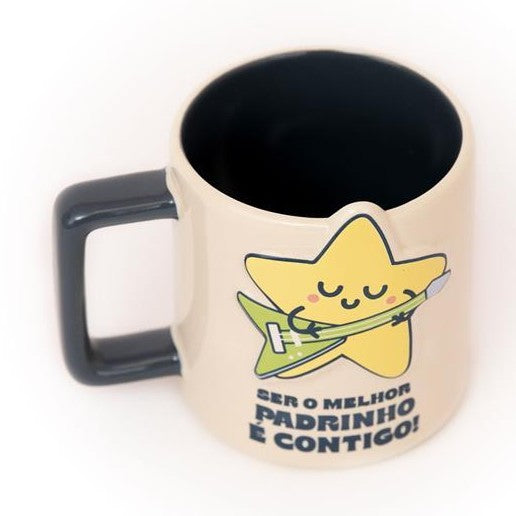 Caneca 3D estrela - Ser o melhor padrinho é contigo! - Mr.wonderful - Papelaria Encantada