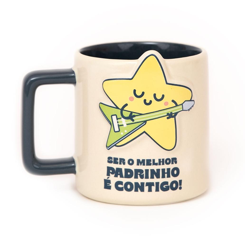 Caneca 3D estrela - Ser o melhor padrinho é contigo! - Mr.wonderful - Papelaria Encantada