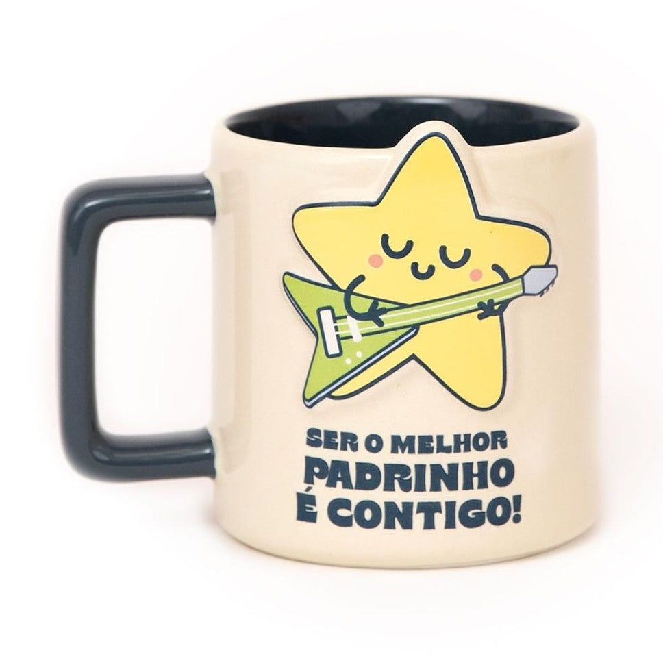 Caneca 3D estrela - Ser o melhor padrinho é contigo! - Mr.wonderful - Papelaria Encantada