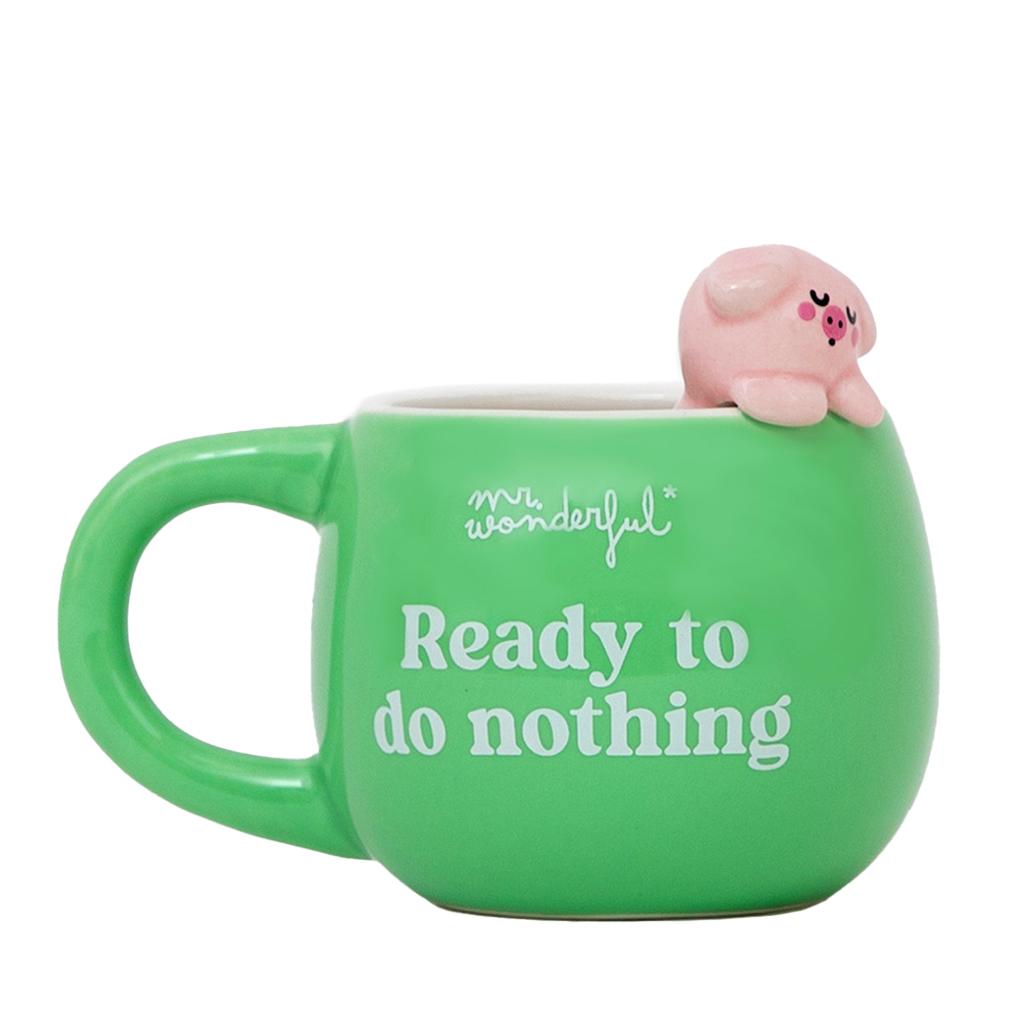 Caneca 3D Porco Lazy - Ready to do nothing - Mr. Wonderful - Papelaria Encantada