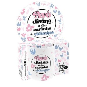 Caneca cerâmica 330ML - Avó divina, o teu carinho é vitamina - Papelaria Encantada