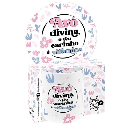 Caneca cerâmica 330ML - Avó divina, o teu carinho é vitamina - Papelaria Encantada