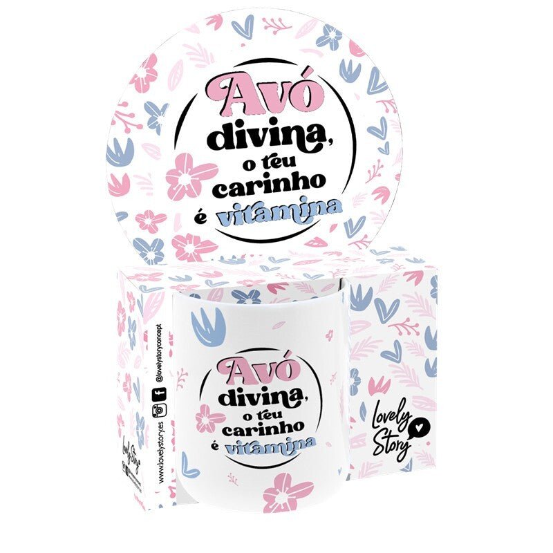Caneca cerâmica 330ML - Avó divina, o teu carinho é vitamina - Papelaria Encantada