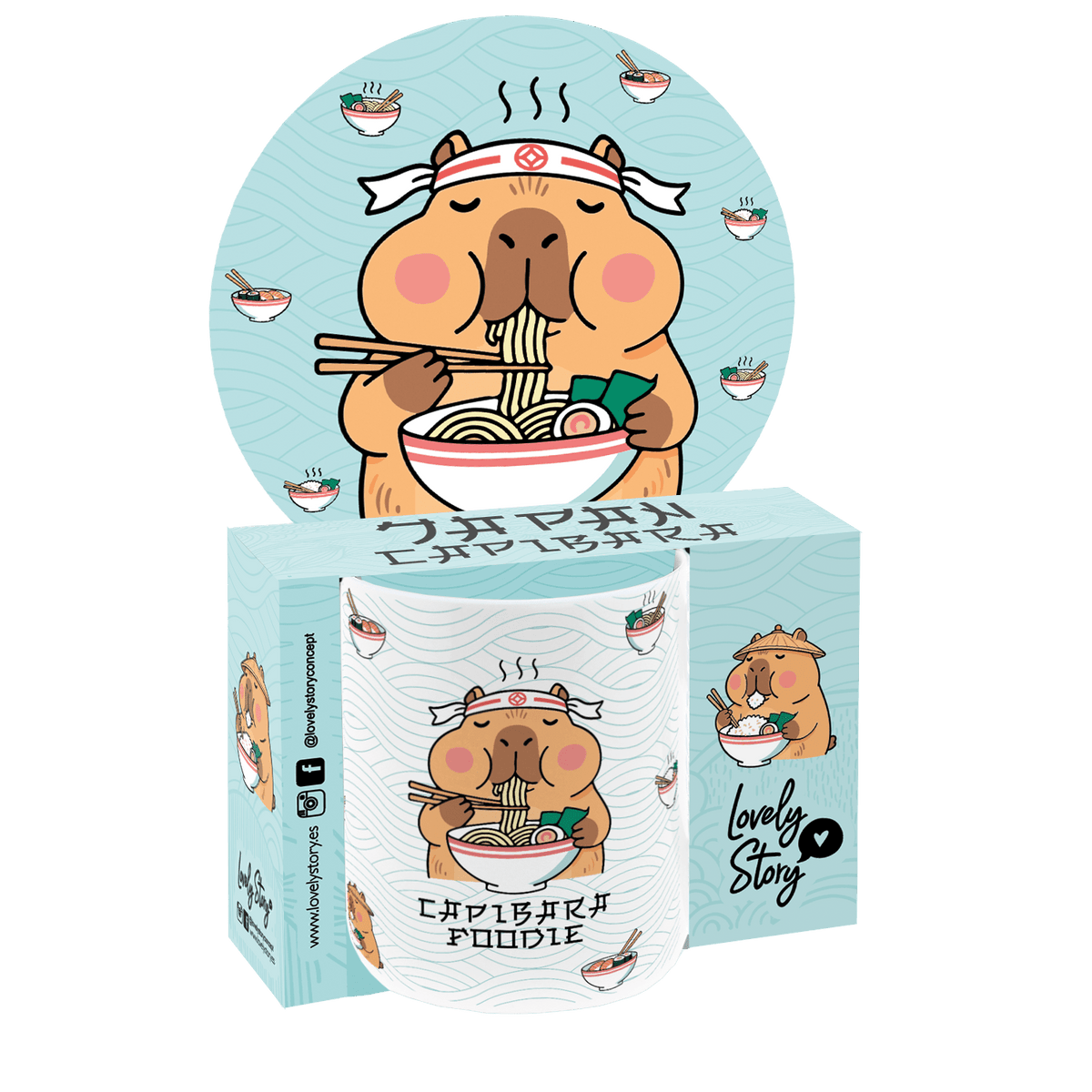 Caneca cerâmica 330ML Capivara Foodie Mint - Papelaria Encantada