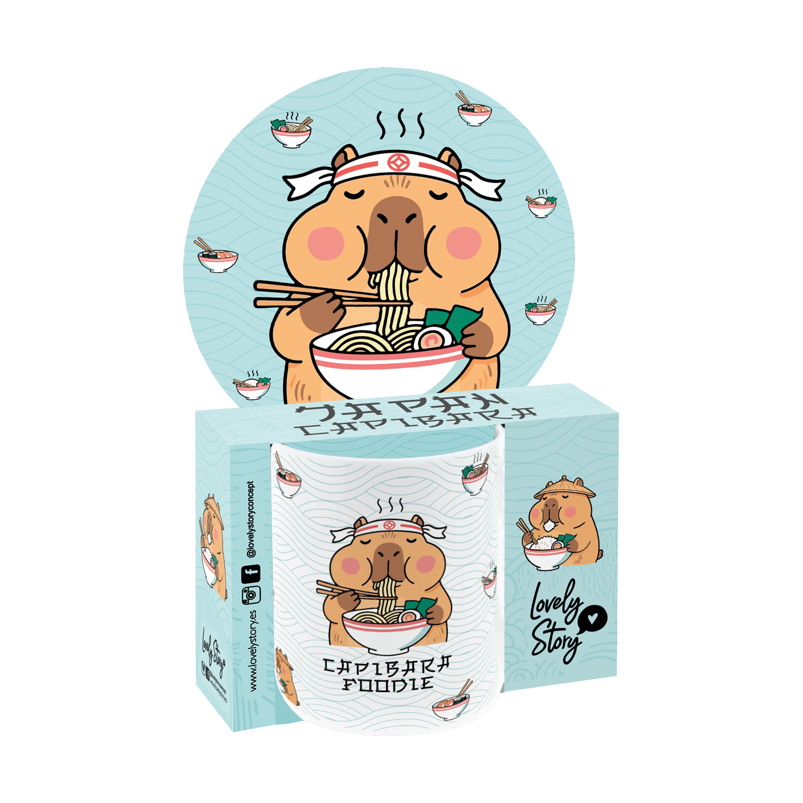 Caneca cerâmica 330ML Capivara Foodie Mint - Papelaria Encantada