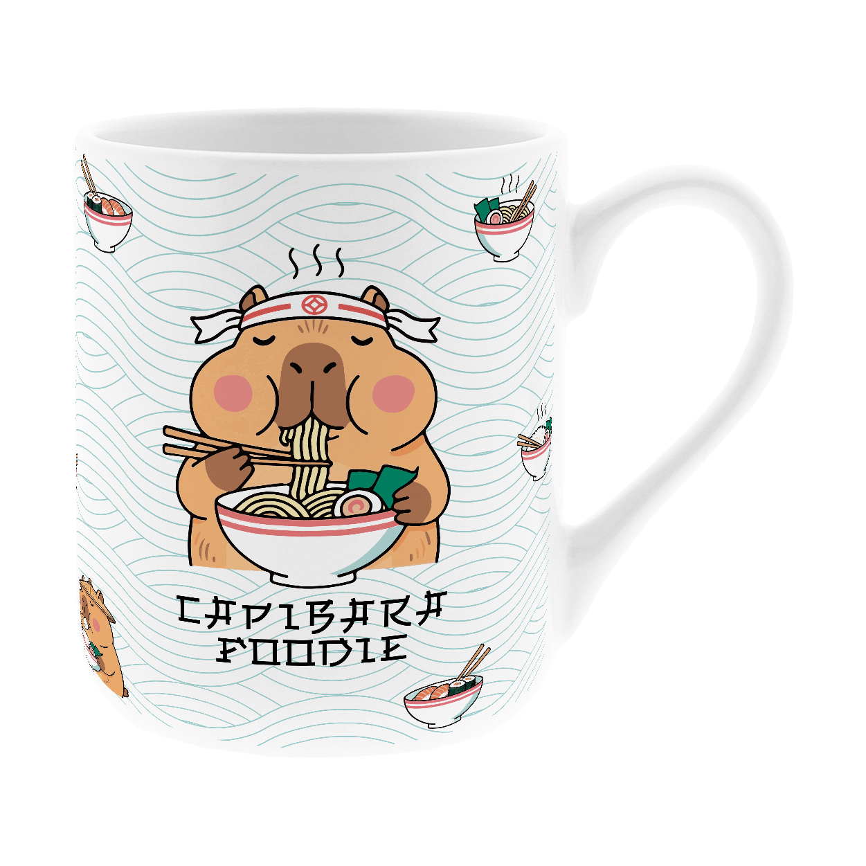 Caneca cerâmica 330ML Capivara Foodie Mint - Papelaria Encantada