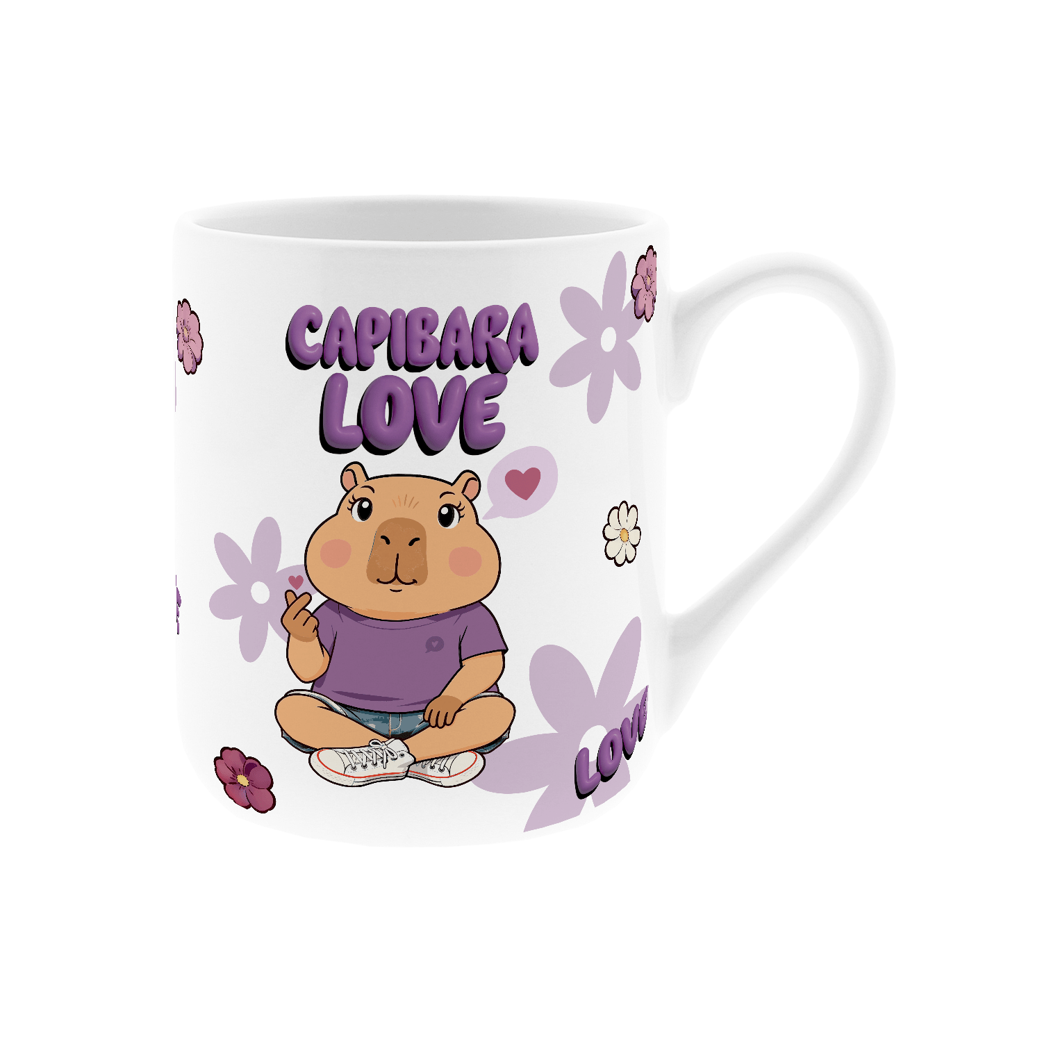 Caneca cerâmica 330ML Capivara Love - Lilac - Papelaria Encantada