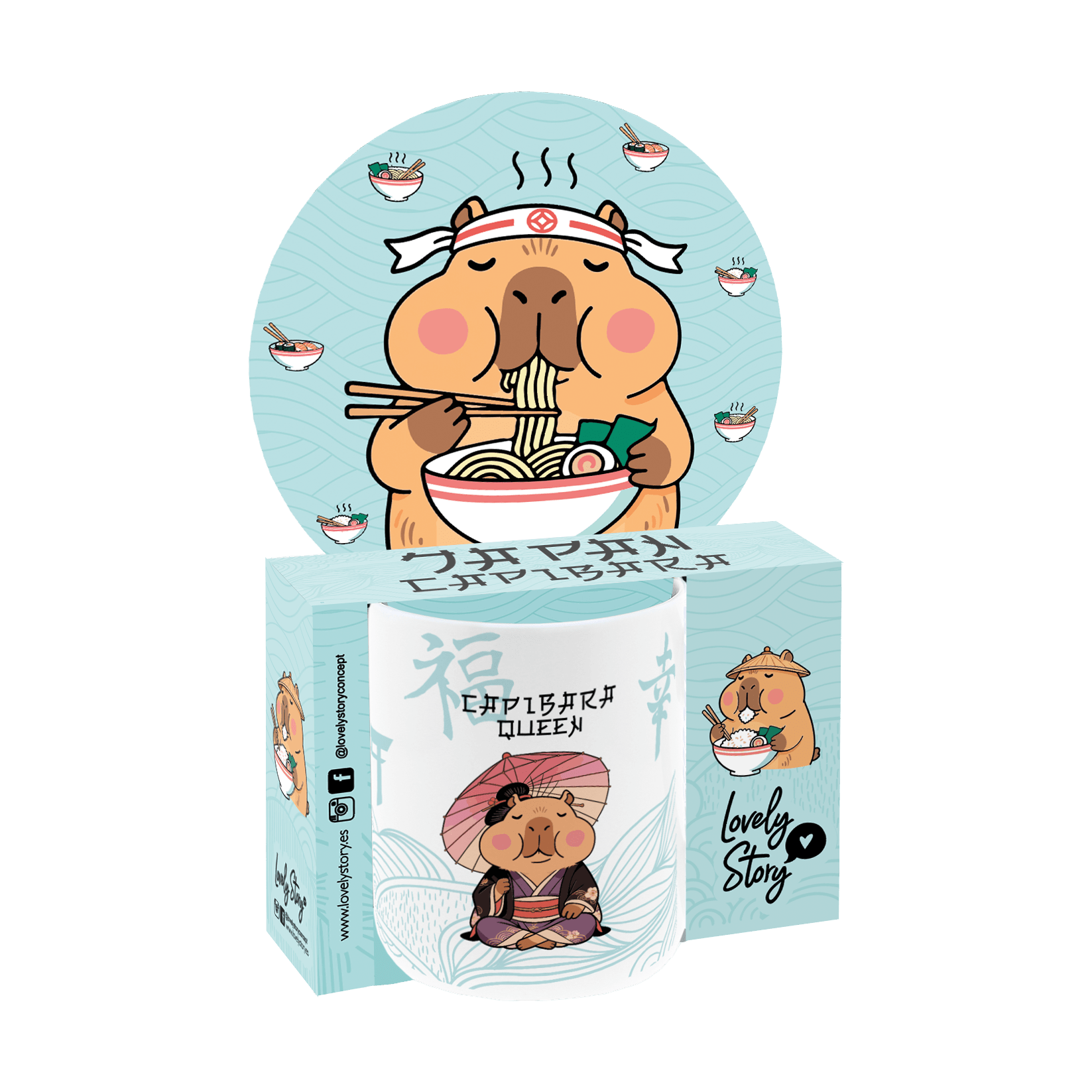 Caneca cerâmica 330ML Capivara Queen Mint - Papelaria Encantada