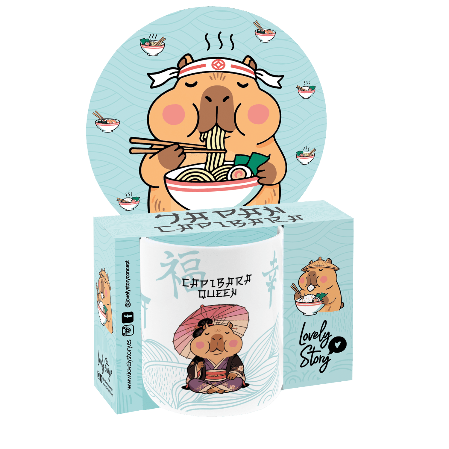Caneca cerâmica 330ML Capivara Queen Mint - Papelaria Encantada