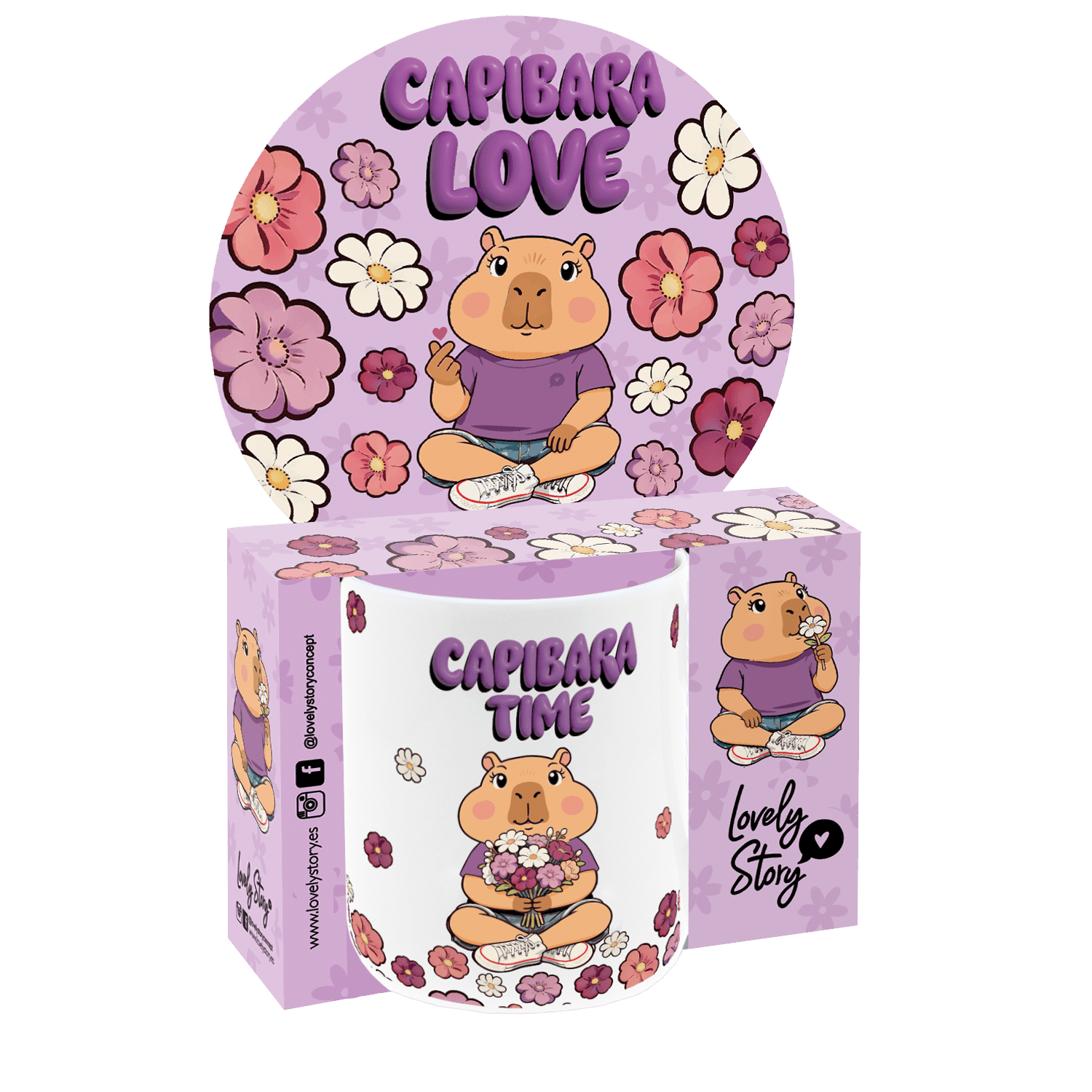 Caneca cerâmica 330ML Capivara Time - Lilac - Papelaria Encantada