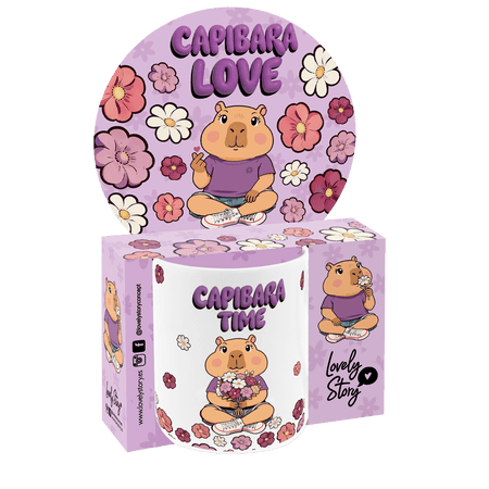 Caneca cerâmica 330ML Capivara Time - Lilac - Papelaria Encantada