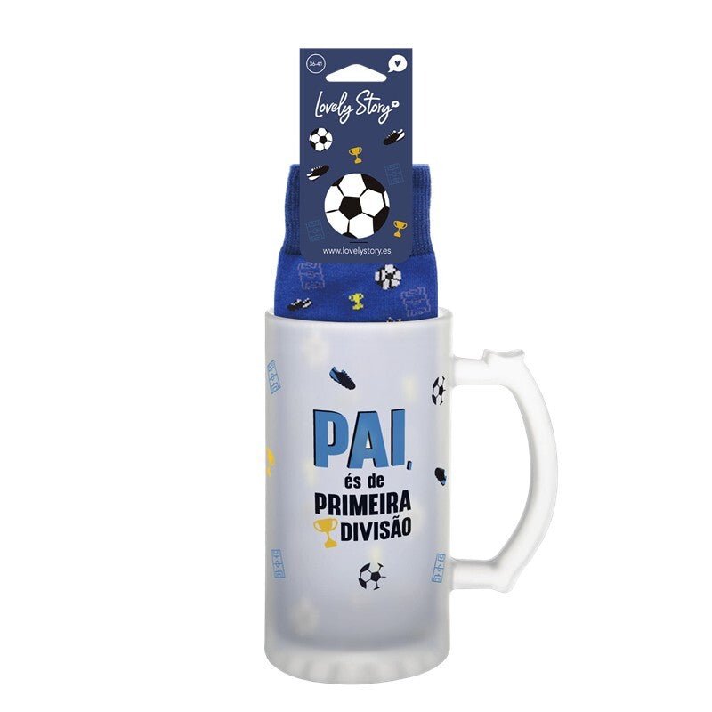 Caneca de cerveja + Meias - Pai és de 1 divisão - Papelaria Encantada