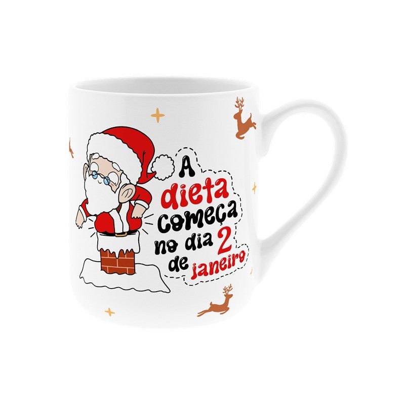 Caneca de Natal - A dieta começa no dia 2 de Janeiro - Papelaria Encantada