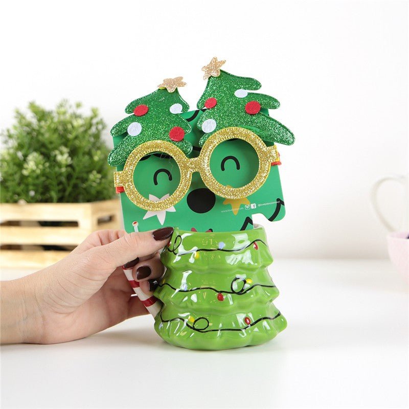 Caneca de Natal Arvore de Natal + Óculos - Papelaria Encantada
