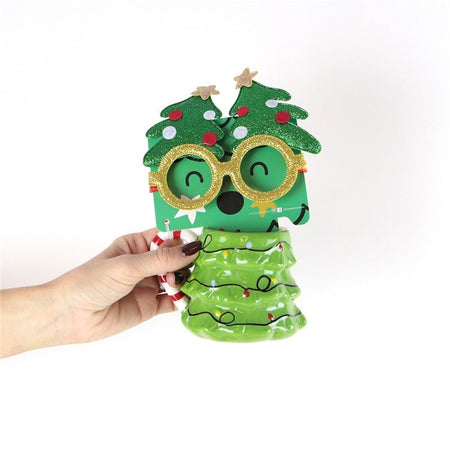 Caneca de Natal Arvore de Natal + Óculos - Papelaria Encantada