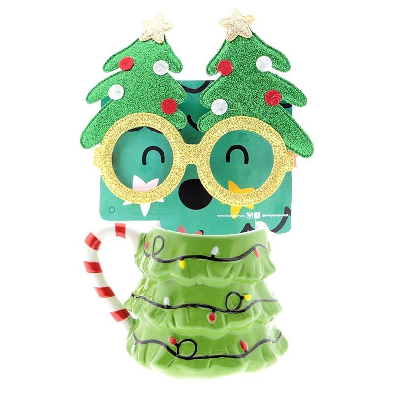 Caneca de Natal Arvore de Natal + Óculos - Papelaria Encantada