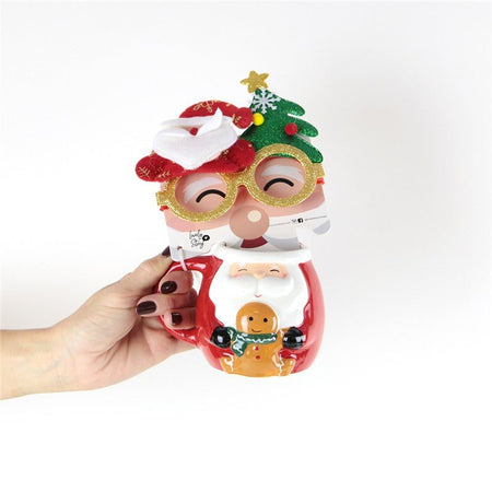 Caneca de Natal Pai Natal + Óculos - Papelaria Encantada