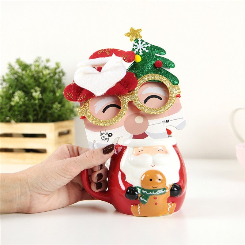Caneca de Natal Pai Natal + Óculos - Papelaria Encantada