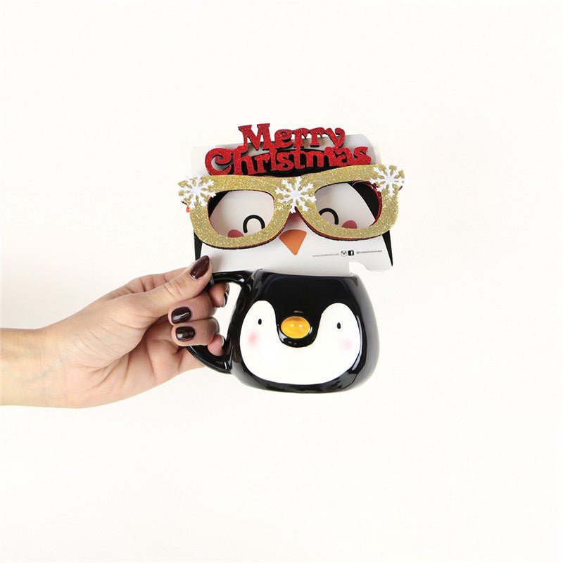 Caneca de Natal Pinguim + Óculos - Papelaria Encantada
